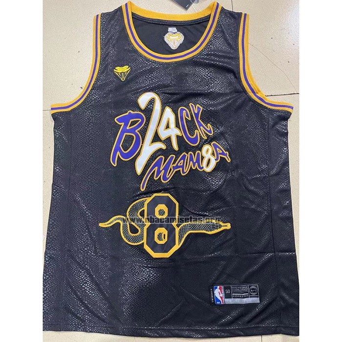Camiseta Los Angeles Lakers Kobe Bryant NO 8 24 Black Mamba Snakeskin Negro